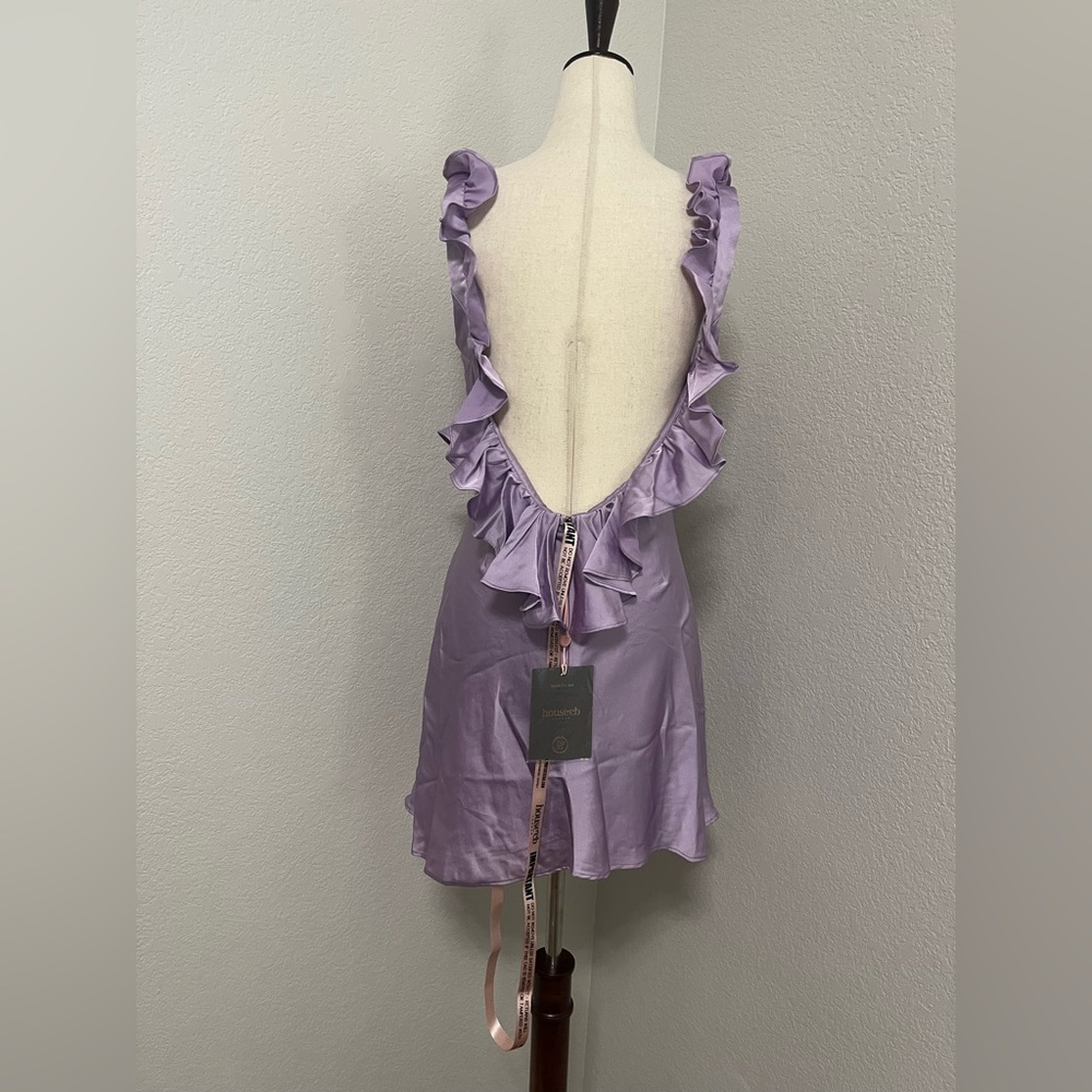 House of CB TINK Lilac Satin Ruffle Mini Dress - Picture 6 of 10